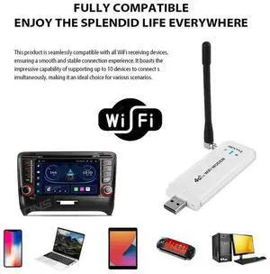 4G LTE Router Portable USB Modem With Antennas,150Mbps High Speed Hotspot,Supports 10 Devices