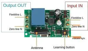 1CH Relay Receiver for Universal Garage Control & Electrical Device of LED, Motor & Pump, RF Switch Remote Control AC 85~220V