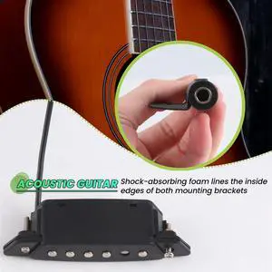 SH-85 Black 6 Hole Soundhole Pickup with Active Power Strap End-Pin Jack for Acoustic Guitar Rich