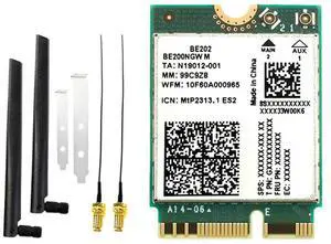 BE202 7 Card +2X8db Antenna 2.4/5/6G Tri-Band 5374M Gigabit Card Bluetooth 5.4