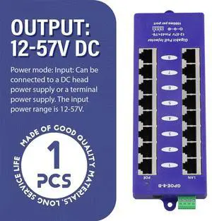 Power Over Ethernet Injector Mid-Span Poe Injector Mode B For Mikrotik UBNT CCTV Network Wall-Mounted Power Over Ethernet Injector Mid-Span Poe Injector Mode B For Mikrotik UBNT CCTV Network Wall-Mounted