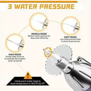 Electric Ear Canal Flushing Tool 3 Stages Pressure Controlled Ear Wax Cleaner Set Portable For Adults Children Ear Removal