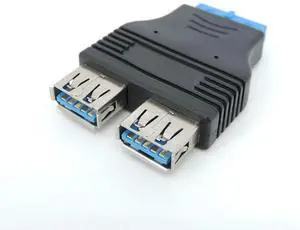 Dual Port USB 3.0 to Motherboard Mainboard Internal 20pin Header Adapter 20-pins to 2 X USB A Female L1