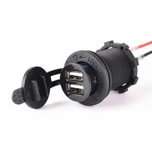 12V Waterproof Power Cigarette Lighter Seat GPS Socket Dual USB Car Charger for Car and Motorcycle, Mobile Phone Charger
