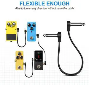 6 Pack 6 Inch Guitar Patch Cable, Instrument Guitar Pedal Cable Right Angle Flat Patch Cable