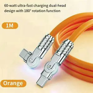 Type-C To Type-C 180° Swivel Double Elbow Mech Data Cable Fast Charging & Data Transfer Cable For Tablets And Laptops