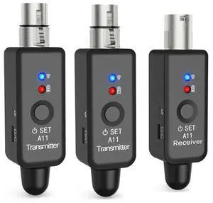 A11 Wireless Microphone Transmitter Receiver 2.4Ghz, XLR Microphone Wireless System, Wireless Mic Adapter For Audio Mi
