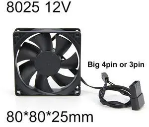 80mm 8cm 8025 DC 12v 3pin big 4pin Brushless Computer Cooling Fan PC Fans For Computer Case GPU CPU Cooler Radiator