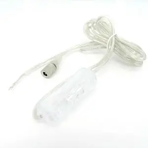 2M 22awg DC 12V Cable Female 304 switch button Connector extension Power supply Cord for LED Strip Light 5.5*2.1mm transparent L