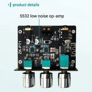 Bluetooth 5.0 Decoder Board Dual Channel Stereo Low Noise High and Low Tone Pre-Module Amplifier Board ZK-PT1 Rich