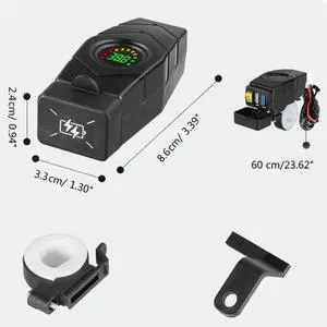 C1FB 20-80V E-Bike Handlebar USB Charger 24V 36V 48V 60V QC3.0 Quick Charger Adapter(Blue Light) Rich
