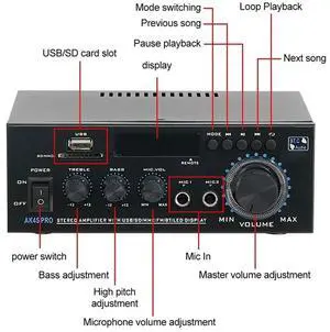 Ak45pro Digital Amplifier Home Theater Channel 2.0 Bluetooth Stereo Hifi Audio Sound Amplifier For Car Karaoke EU Plug