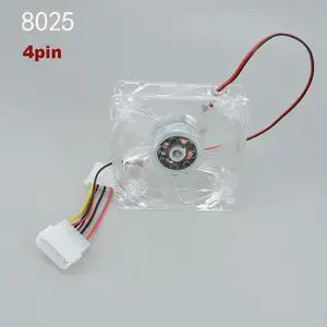8025 Green Red Bule White Four color 4pin LED PC Computer Case Brushless Cooling Fan 80x80x25 DC 12V Cooler L