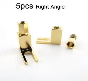 5pcs Y Spade Right Angle 4mm Banana Plug Speaker Cable Gold Plated for Audio Connector Wire Electrical Socket Plugs Adaptors L1