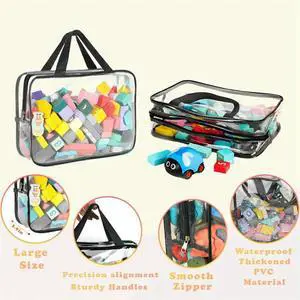 Large PVC Reusable Board Game Containers Clear Zipper Pouches, 9 Packs Toy Bags With els