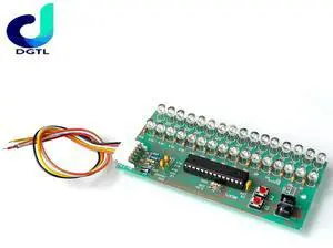 MCU Adjustable Display Pattern LED VU Meter Level Indicator Amplifier Audio 16 LED Dual Channel Green lamp light DC 8V to 12V
