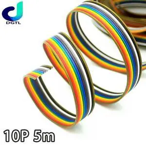 5meters/lot Ribbon Cable 10 WAY Flat Color Rainbow Ribbon Cable Rainbow Wire 10P 1.27MM pitch For PCB Diy
