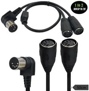 1pc 5 Pin DIN Y Splitter MIDI Cable Adapter Right Angle Male to Dual 2 Female for Keyboard Electric Piano Synthesizer Guitar