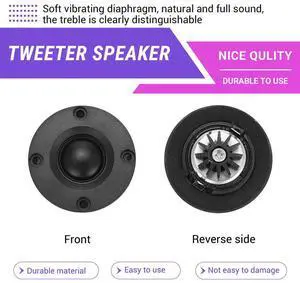 2Pcs Tweeter 1.5Inch 6Ohm 30W Dome Silk Film Tweeter Hifi Treble Speaker Audio Loudspeaker with Heatsink Rich