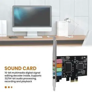 5.1 Internal Sound Card for 10 with Low Profile Bracket, 3D Stereo PCI-E, CMI8738 Chip 32/64 Bit Sound Card PCI Rich