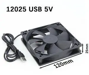 5V USB interface DC12025 DC 12cm silent 5V oil-containing router USB pet box steam cooling fan