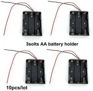 10pcs/lot 2pin Black Plastic 3 Slots AA 3x1.5v 4.5v Storage Box Case DIY Batteries Container with wire e1