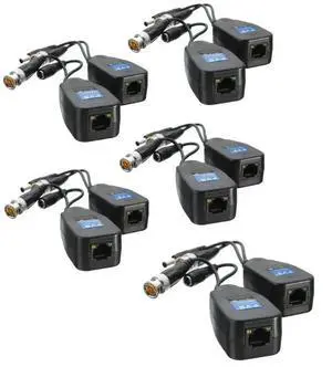 5 Pairs CCTV Coax BNC Video Power Balun Transceiver to CAT5e 6 RJ45 Connector HJ55 Transmission Cables
