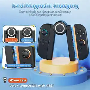 For Joycon 2 Charging Grip For Nintendo Switch 2,Magnetic Handle Grip Controller With 5 Adjustable Rotation Positi