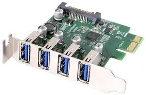 Low Profile 4 Ports PCI-E to USB 3.0 HUB PCI Express Expansion Card Adapter 5Gbps USB1.1/2.0/3.0 Operating Systems