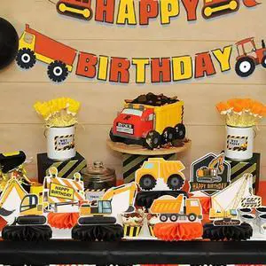 7 PCS Truck Theme Party Decorations Construction Honeycomb Centerpieces Table Toppers For Kids Birthday Theme Party