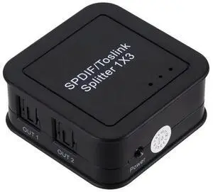 3-way Digital Optical Audio Splitter Adapter SPDIF Optical Cable Splitter Hub