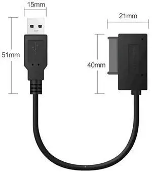 Cable Adapter Converter for Laptop CD/DVD ROM Slimline Drive, USB2.0 To Mini Sata II 7+6 13Pin