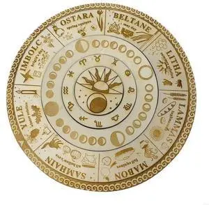 Pagan Wheel of the Year Calendar Wiccan Neo-Pagan Sabbats Moon Phases Astrological Zodiac for Home Office Desk Decor