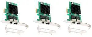3X Gigabit Ethernet Pci-E Network Controller Card 10/100/1000Mbps,Rj45 X2 Dual 2 Port Pcie Server Network Interface Card