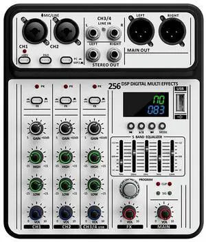 Professional D-04 4 Channel 256DSP Audio Mixer USB Studio Bluetooth DJ Console Mixer