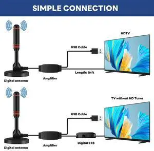 Digital TV Antenna Indoor HDTV Antenna With Signal Digital TV Antenna 1080P 4K TV Channels 130 Miles Signal Range