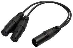 3Pin XLR 1 Male To 2 Female Audio Extension Cable, Audio Y Splitter Cord Line for Mixer Recorder
