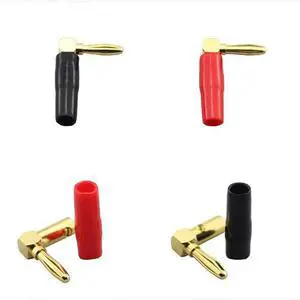 4Pc Amplifier Speaker Terminal Binding Post 4Mm Banana Plug Jack & 4X Hi-End Copper Right Angle Screw Type Banana Plug
