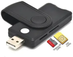 External Card Reader Connector Adapter, Smart Card Reader (All - in - One USB2.0), SIM SD TF ID IC