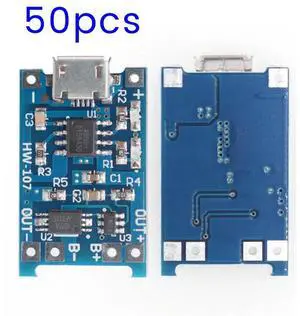 50 PCS TP4056 Micro-USB Lithium Charging Board 5V 1A Charger Module Blue PCB