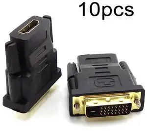 10pcs 24+1 DVI Male to Female HDMI-compatible Converter DVI Adapter Support 1080P For HDTV Projector Gold Plated Adapter