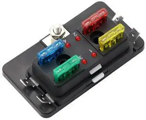 DC 12-32V 4 Way Car Vehicle Circuit Automotive Blade Fuse Box Block LED Indicator Warning Fuse Holder Box