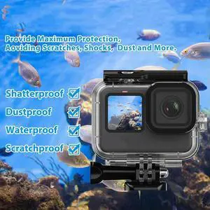 Sports Camera Waterproof Case 196Ft/60M Dive Housing Protective Underwater Dive Housing Shell For Go Pro Hero 9/10/11/12