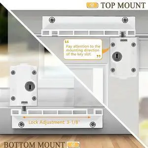 Patio Sliding Door Security Foot Kick Lock With Keyed, Fits On Top Rail-Childproof Patio Door Guardian-Or Bottom