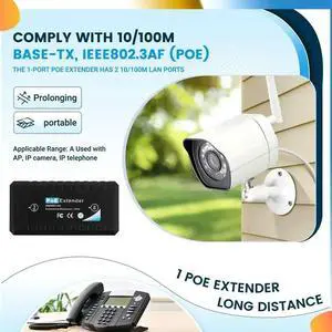 1 Port POE Extender 10/100Mbps With IEEE 802.3Af Standard Input / Output For IP Camera Transmission Distance 120 Meters 1 Port POE Extender 10/100Mbps With IEEE 802.3Af Standard Input / Output For IP Camera Transmission Distance 120 Meters