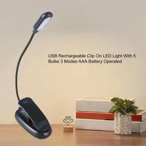 LED Clip Desk Lamp Reading Light Lamp Eye Care Protective with 3 Dimmable Bright