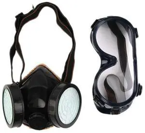 Protection Filter Dual Gas Mask Chemical Gas Anti Dust Paint Respirator Face Mask with Goggles Industrial Safety Wholesale