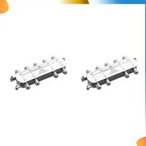 2X Digital 8 Way Coaxial Cable Splitter 5-2400Mhz, RG6 Compatible, Work With Analog/Digital TV Connections And Internet
