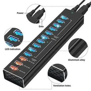 10 USB 3.0 Charging Ports + 13 PORT USB Hub Multi Port + Power Adapter USB Cable Smart Charging Ports 10 USB 3.0 Charging Ports + 13 PORT USB Hub Multi Port + Power Adapter USB Cable Smart Charging Ports