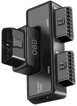 OBD2 OBDII Full 16 Pin Male to 2 Female Splitter Converter Adapter Diagnostic Tool Extender DC Port Interface Power Supply
